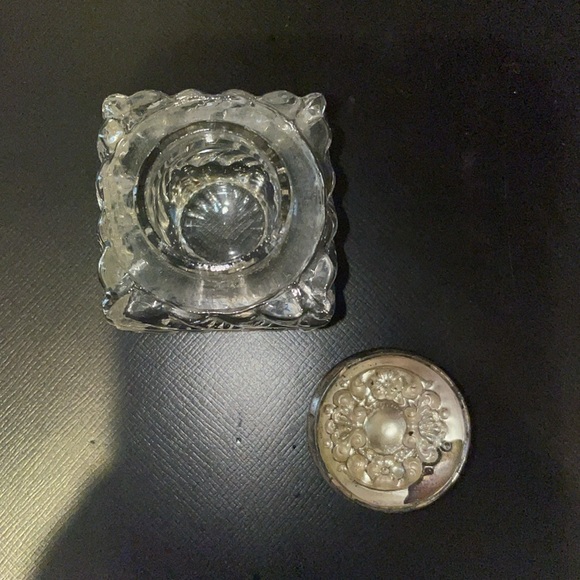 Vintage Glass Inkwell with Ornate Gold Lid - Picture 3 of 5